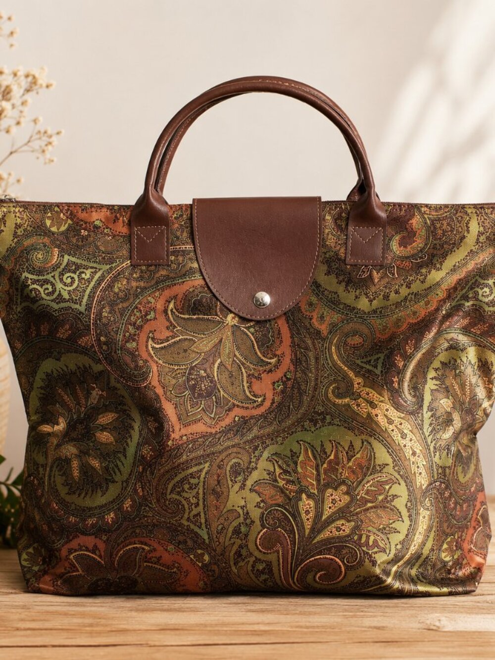Boho Paisley Foldable Travel Tote Bag